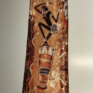 Tribal Drum Dancer Wall Art - Brown & Black wall tapestry